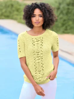 Linea Tesini Pulls<Pull à manches courtes mélange de motifs structurés/ajourés