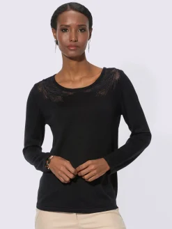 Creation L Pulls<Pull à manches longues empiècements maille décoratifs