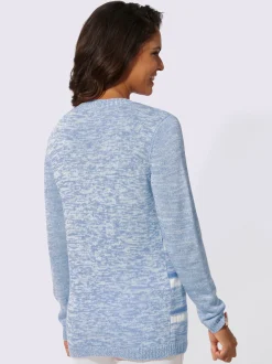 Collection L Pulls<Pull à manches longues encolure ronde avec v ouvert