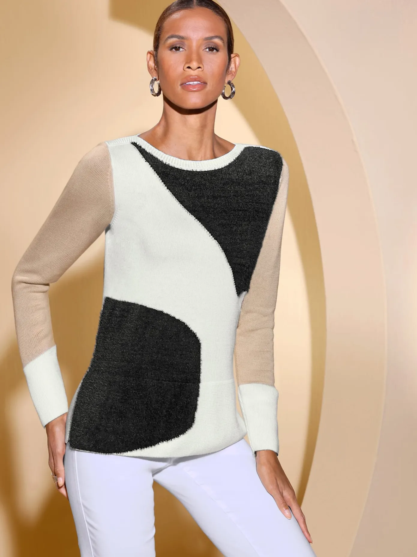 Creation L Pulls<Pull à manches longues fil moelleux à poils longs