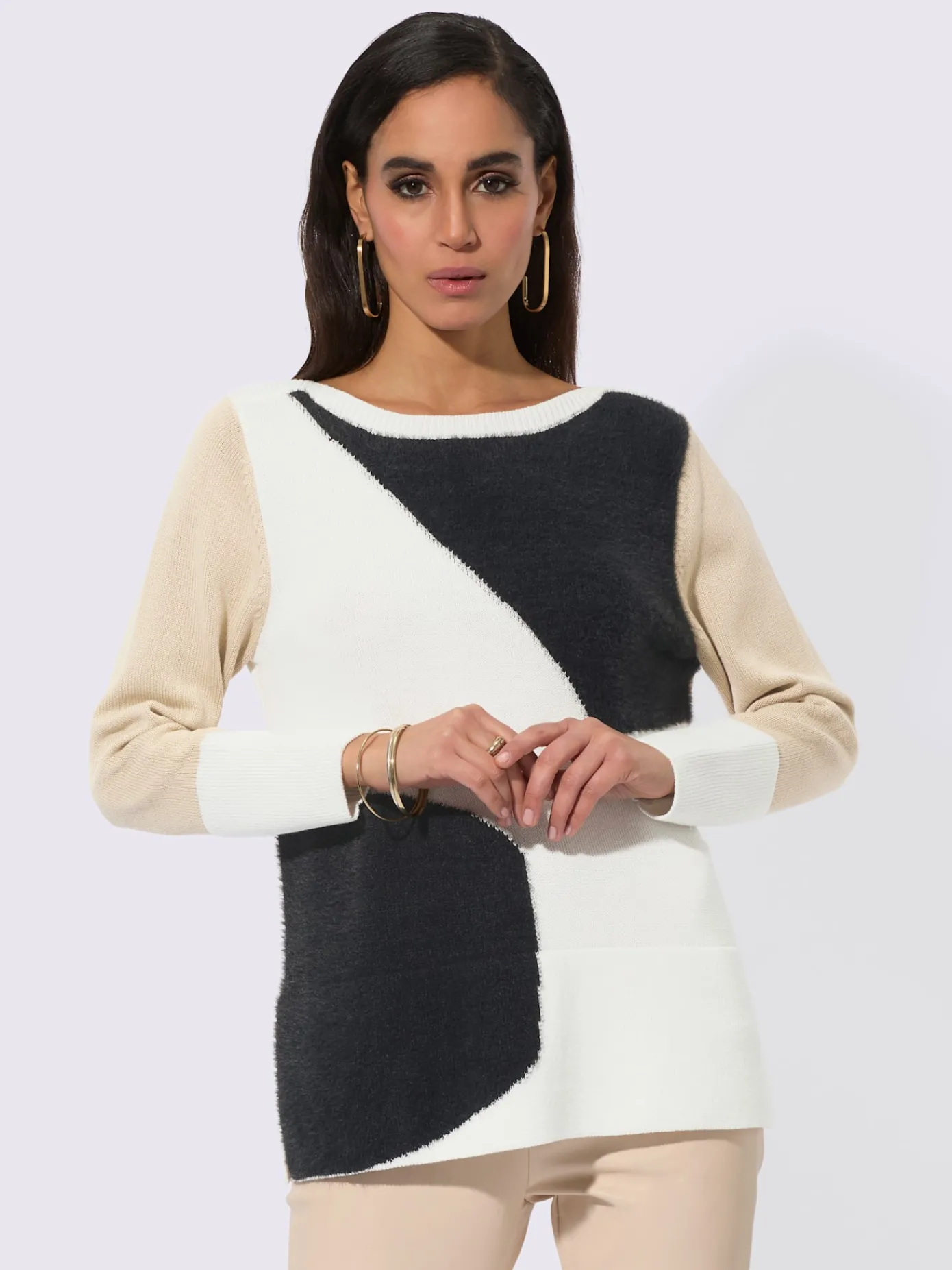 Creation L Pulls<Pull à manches longues fil moelleux à poils longs