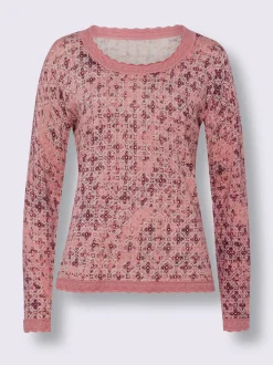 Linea Tesini Pulls<Pull à manches longues jolie bordure ajourée à l'encolure, à la finition des manches et à l'ourlet