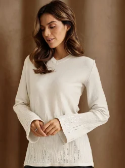 Pulls<Pull à manches longues orné de paillettes