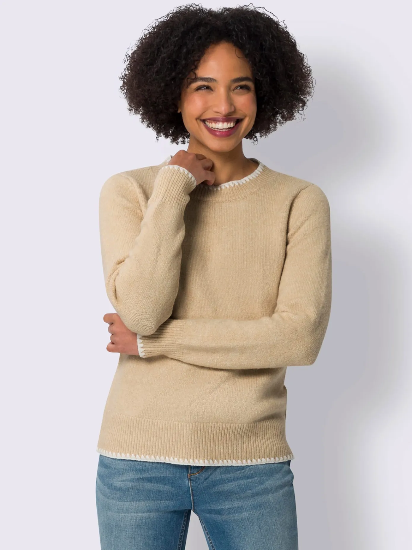 Linea Tesini Pulls<Pull à manches longues superbes coutures contrastées