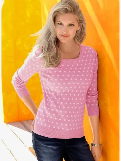 Pulls<Pull à pois manches longues en jacquard