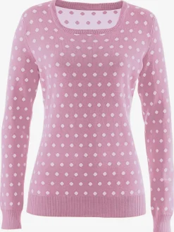 Pulls<Pull à pois manches longues en jacquard