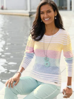 Collection L Pulls<Pull à rayures jolie structure tricot