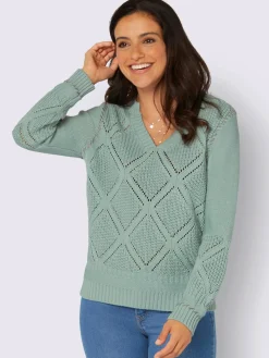 Pulls<Pull ajouré 49% coton