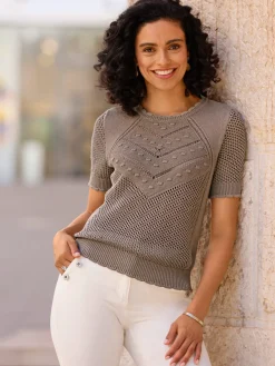 Pulls<Pull ajouré pur coton