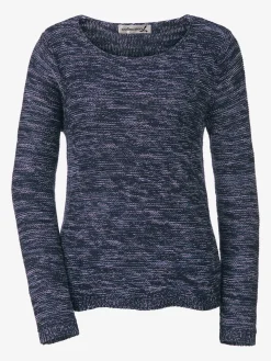 Collection L Pulls<Pull chiné encolure ronde finitions côtelées avec le dos plus long