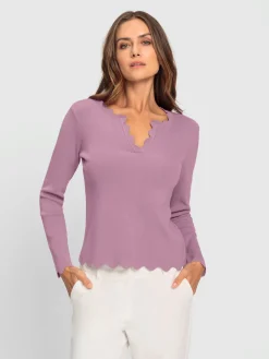 Ashley Brooke Pulls<Pull en tricot fin bords ondulés élégants