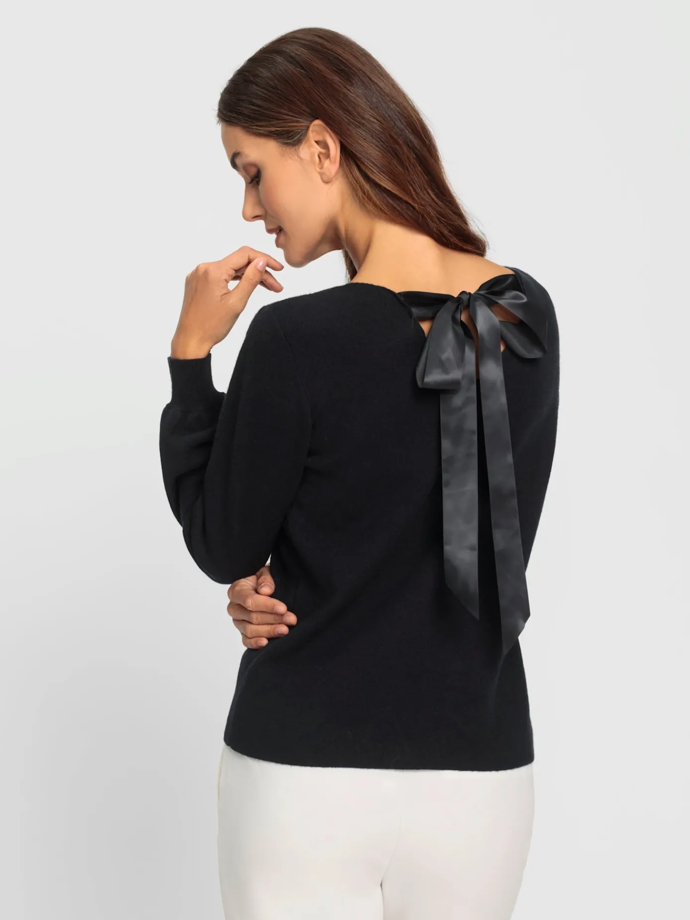 Ashley Brooke Pulls<Pull en tricot fin encolure dégagée au dos