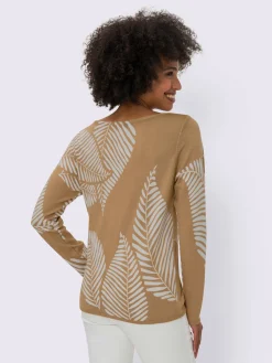 Linea Tesini Pulls<Pull en tricot fin joli imprimé feuilles