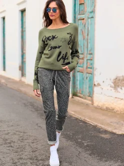 Mandarin Pulls<Pull en tricot motif imprimé devant