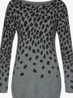 LASCANA Pulls<Pull en tricot pull à encolure ronde, imprimé animal