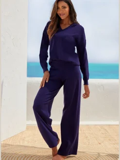 LASCANA Pulls<Pull en tricot sweat à capuche en tricot avec encolure en v