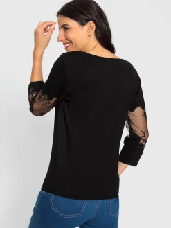 Ashley Brooke Pulls<Pull encolure ronde empiècements brodés transparents