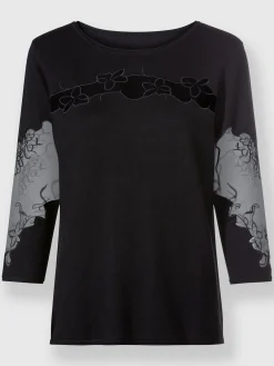 Ashley Brooke Pulls<Pull encolure ronde empiècements brodés transparents