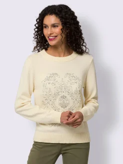 Linea Tesini Pulls<Pull encolure ronde superbe broderie