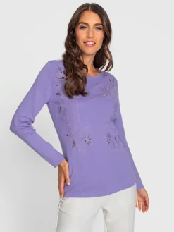 Ashley Brooke Pulls<Pull encolure ronde superbe broderie florale