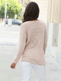 Collection L Pulls<Pull femme à col en v et manches longues