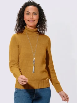 Collection L Pulls<Pull femme col roulé manches ourlet avec finitions côtelées