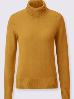 Collection L Pulls<Pull femme col roulé manches ourlet avec finitions côtelées