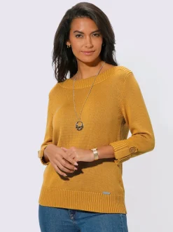 Collection L Pulls<Pull femme manches 3/4 revers boutonnés