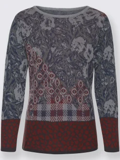 Pulls<Pull jacquard 50% coton