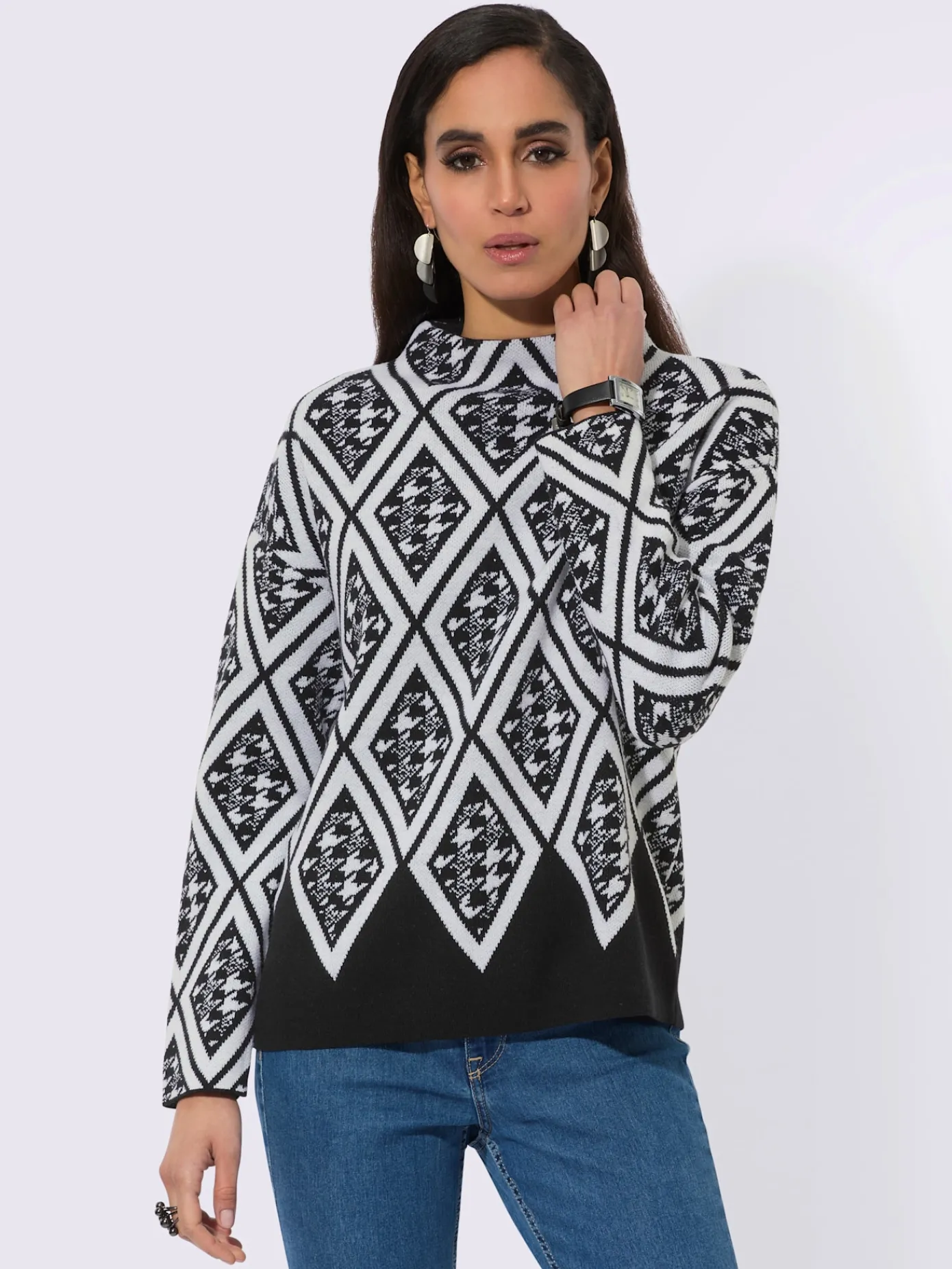 Creation L Pulls<Pull jacquard 30% laine vierge (mérinos)