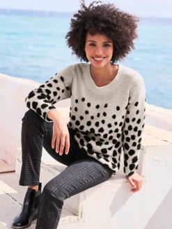 Linea Tesini Pulls<Pull jacquard motif à pois tendance