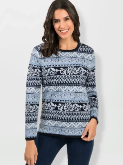 Pulls<Pull jacquard pure coton pima