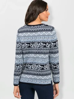Pulls<Pull jacquard pure coton pima