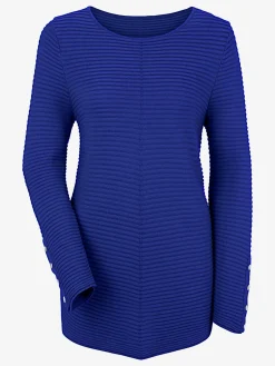 Pulls<Pull long col rond avec boutons décoratifs dorés sur les manches