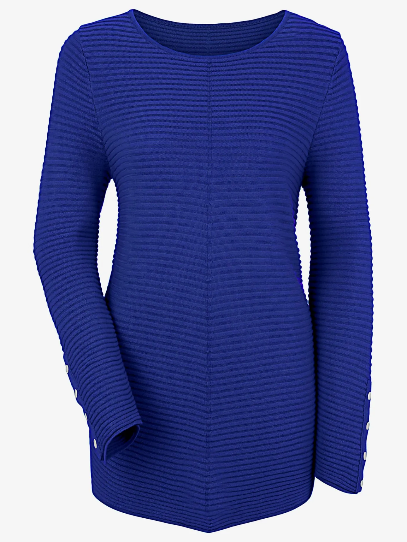 Pulls<Pull long col rond avec boutons décoratifs dorés sur les manches