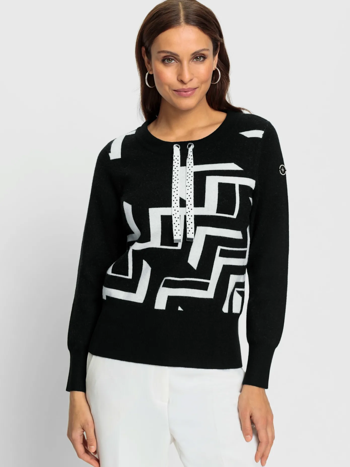 Pulls<Pull mélange raffiné de motifs jacquard