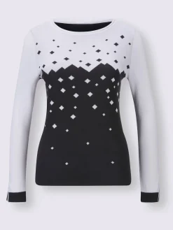 Creation L Pulls<Pull motif jacquard couleur contrastée manches fendues col rond