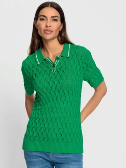 Rick Cardona Pulls<Pull polo motif ajouré léger