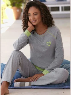 Vivance Dreams Pyjamas<Pyjama avec bords-côtes en fils teintés couleur fluo