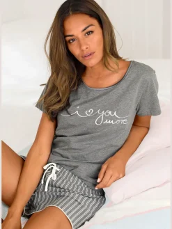 s.Oliver Pyjamas<Pyjama court avec inscription imprimée