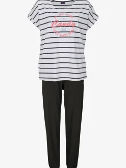 Buffalo Pyjamas<Pyjama t-shirt rayé décontracté à encolure ronde