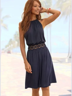 Vivance Robes<Robe d'été encolure haute froncée