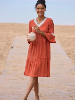 feel good Robes<Robe d'été qualité froissée, repassage superflu