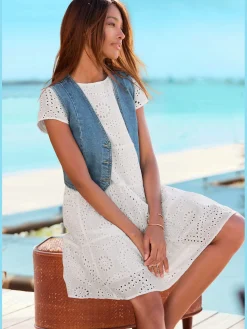 Buffalo Robes<Robe en dentelle robe d'été à encolure ronde haute