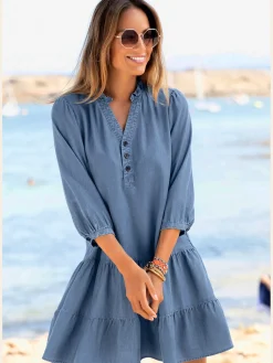 LASCANA Robes<Robe en jean avec manches 3/4