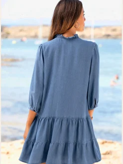LASCANA Robes<Robe en jean avec manches 3/4