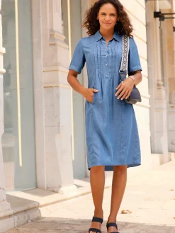Collection L Robes<Robe en jean pur lyocell