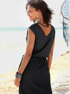 LASCANA Robes<Robe en jersey encolure en v dégagée devant et au dos