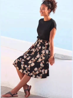 LASCANA Robes<Robe en jersey, jupe imprimée