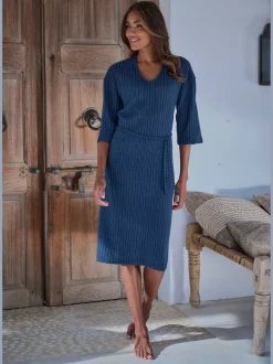 LASCANA Robes<Robe en tricot robe longue côtelée avec encolure en v
